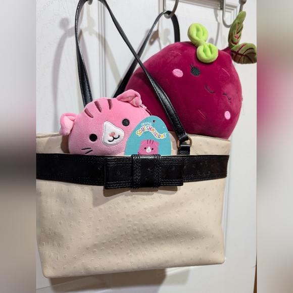 Kate Spade Harmony Valencia Road Medium tote bag Black & White Ostrich Leather - Picture 3 of 16